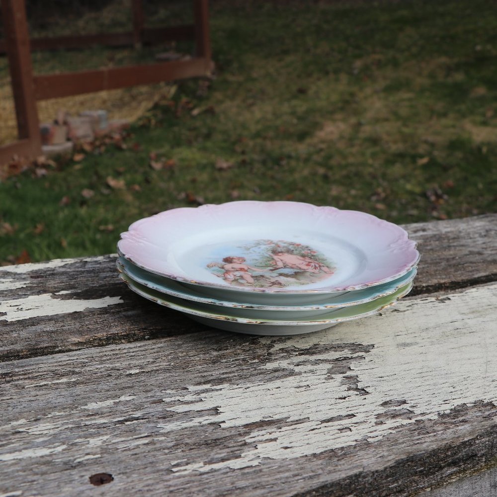 Vintage Angel Ombre Angelic Scenic Dinner Plates